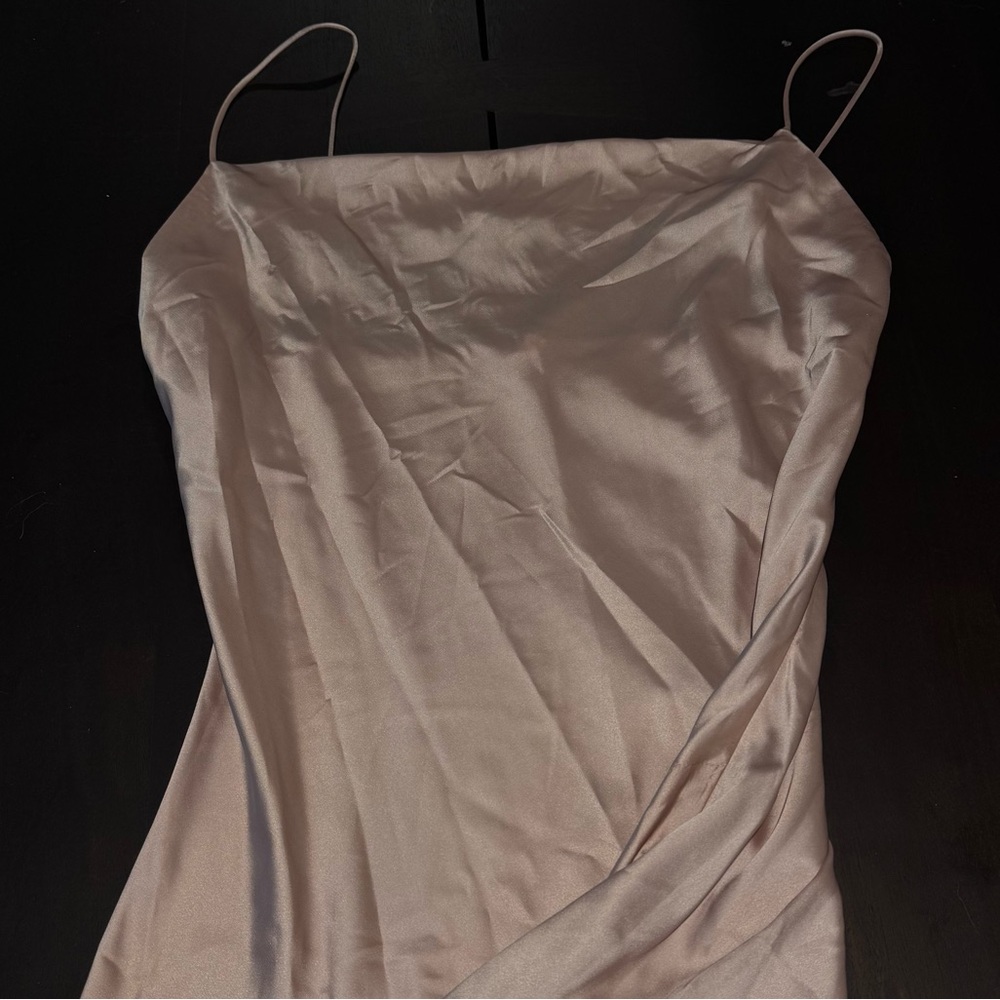 Elegant Pink Satin Slip Dress (L)